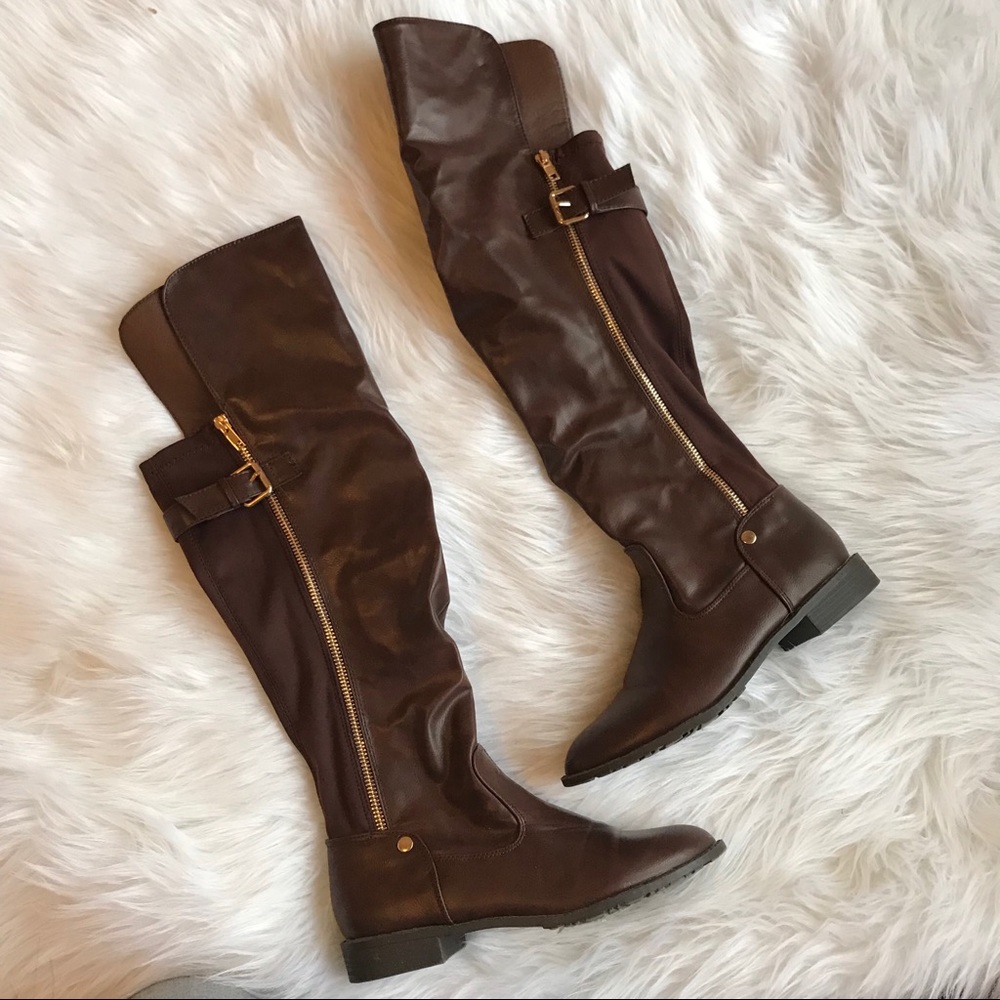 Brown Knee High Leather Boots